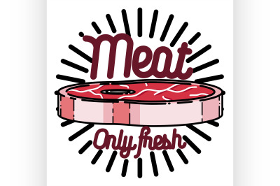 Color vintage meat store emblem