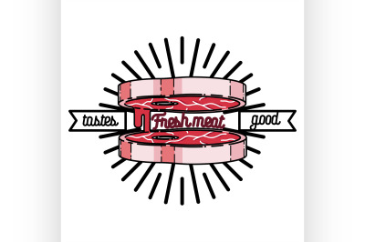 Color vintage meat store emblem