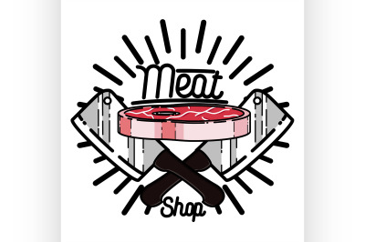 Color vintage meat store emblem