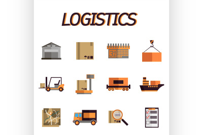 Logistic flat icon set