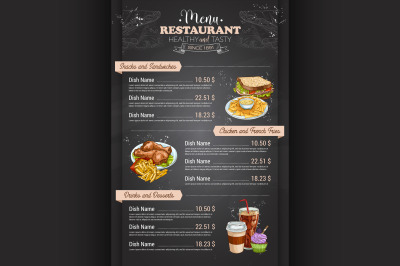 Restaurant vertical color menu