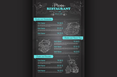 Restaurant vertical scetch menu