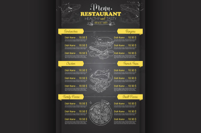 Restaurant vertical scetch menu