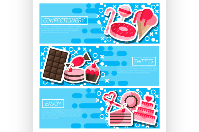 Set of Horizontal Banners about confectionery