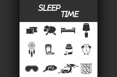 Sleep time icon set