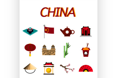 China flat icons set