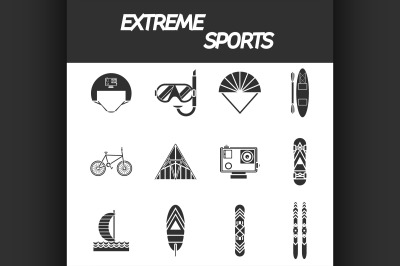 Extreme sports icon set