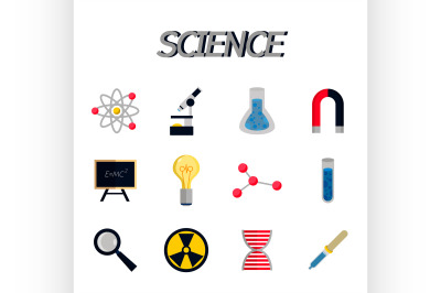 Science flat icon set