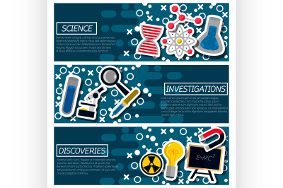 Set of Horizontal Banners about Science