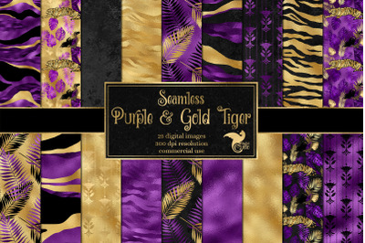 Purple and Gold Tiger Digital Paper