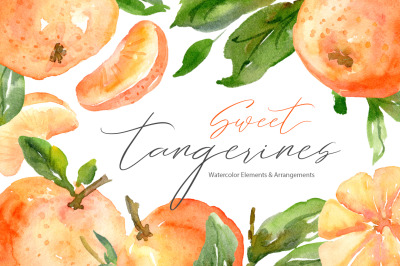 Watercolor Tangerines Citrus Fruits Png