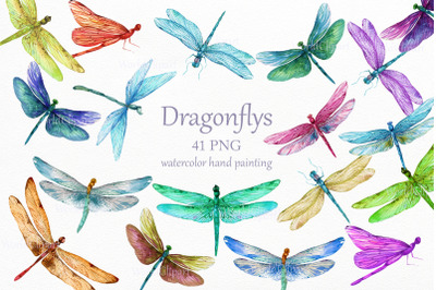 Dragonflys Png, Dragonfly Watercolor, Digital Dragonflys, Dragonfly cl