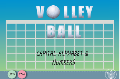 Volleyball letters and numbers, Volleyball clip art PNG