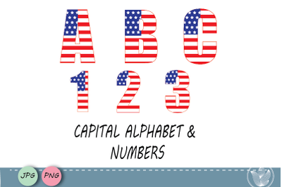 American flag alphabet clipart, Stars and Stripes letters