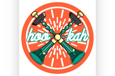 Color vintage hookah emblem