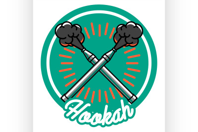 Color vintage hookah emblem
