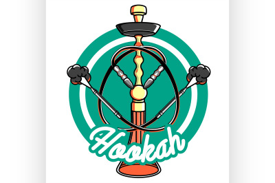 Color vintage hookah emblem
