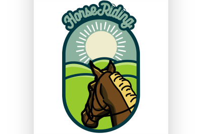 Color vintage Horse riding emblems