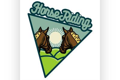 Color vintage Horse riding emblems