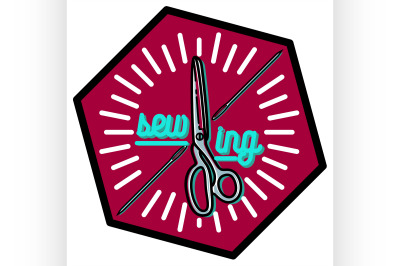 Color vintage sewing emblem