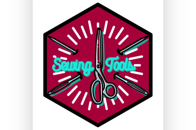 Color vintage sewing emblem