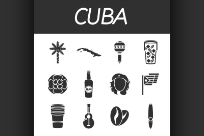 Cuba icons set