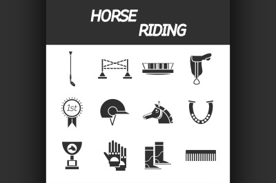 Horse riding icon set