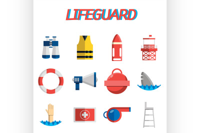 Lifeguard flat icon set, lang=&quot;x-repair