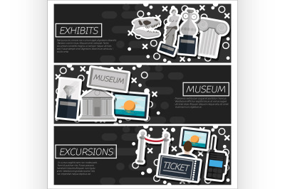 Set of Horizontal Banners about museum