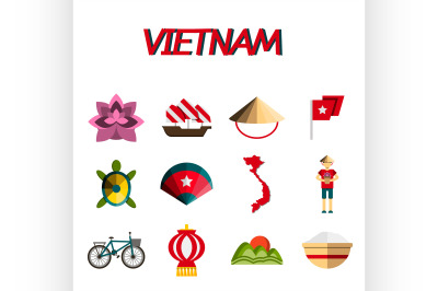 Vietnam flat icon set