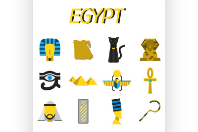 Egypt flat icons set