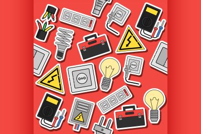 Electricity flat icons collage