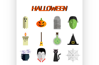 Halloween flat icon set