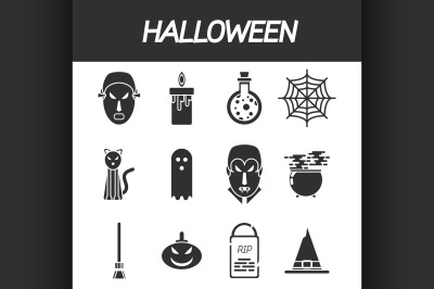 Halloween flat icon set