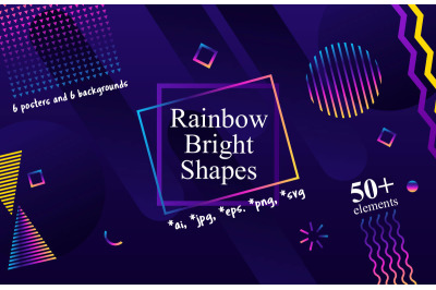 Rainbow abstract elements on dark background