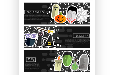 Set of Horizontal Banners about halloween