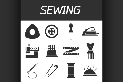 Sewing flat icon set