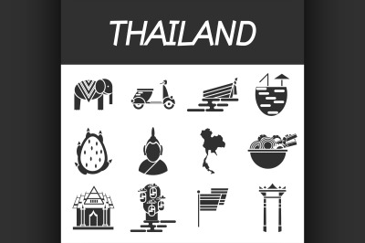 Thailand icons set