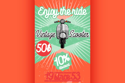 Color vintage scooter poster
