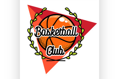 Color vintage basketball emblem