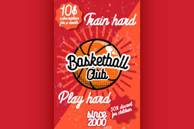 Color vintage basketball poster