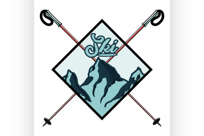 Color vintage Ski sport emblem