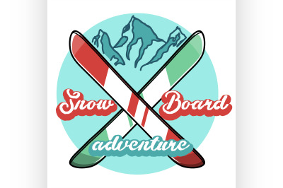 Color vintage Ski sport emblem
