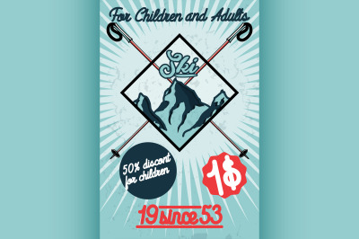 Color vintage Ski sport poster
