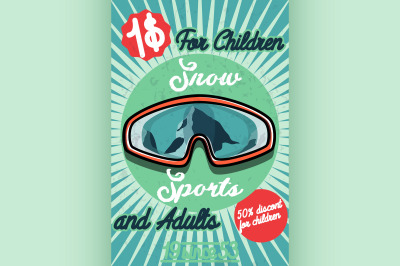Color vintage Ski sport poster