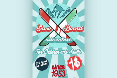 Color vintage Ski sport poster
