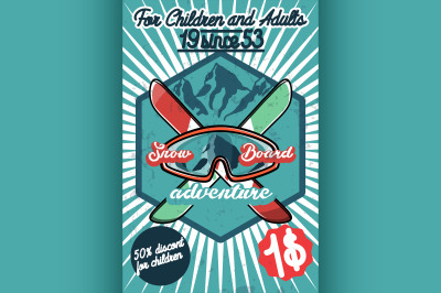 Color vintage Ski sport poster