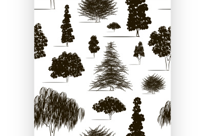 Trees sketch set pattern