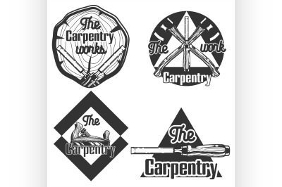 Vector set of vintage carpentry emblems.