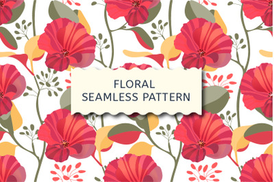 Art floral vector seamless pattern. Mallow.